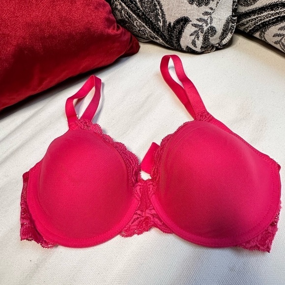 BRA NATORI 32D 741299 Coral underwire lightly padded lace 3456 PS - Picture 6 of 10